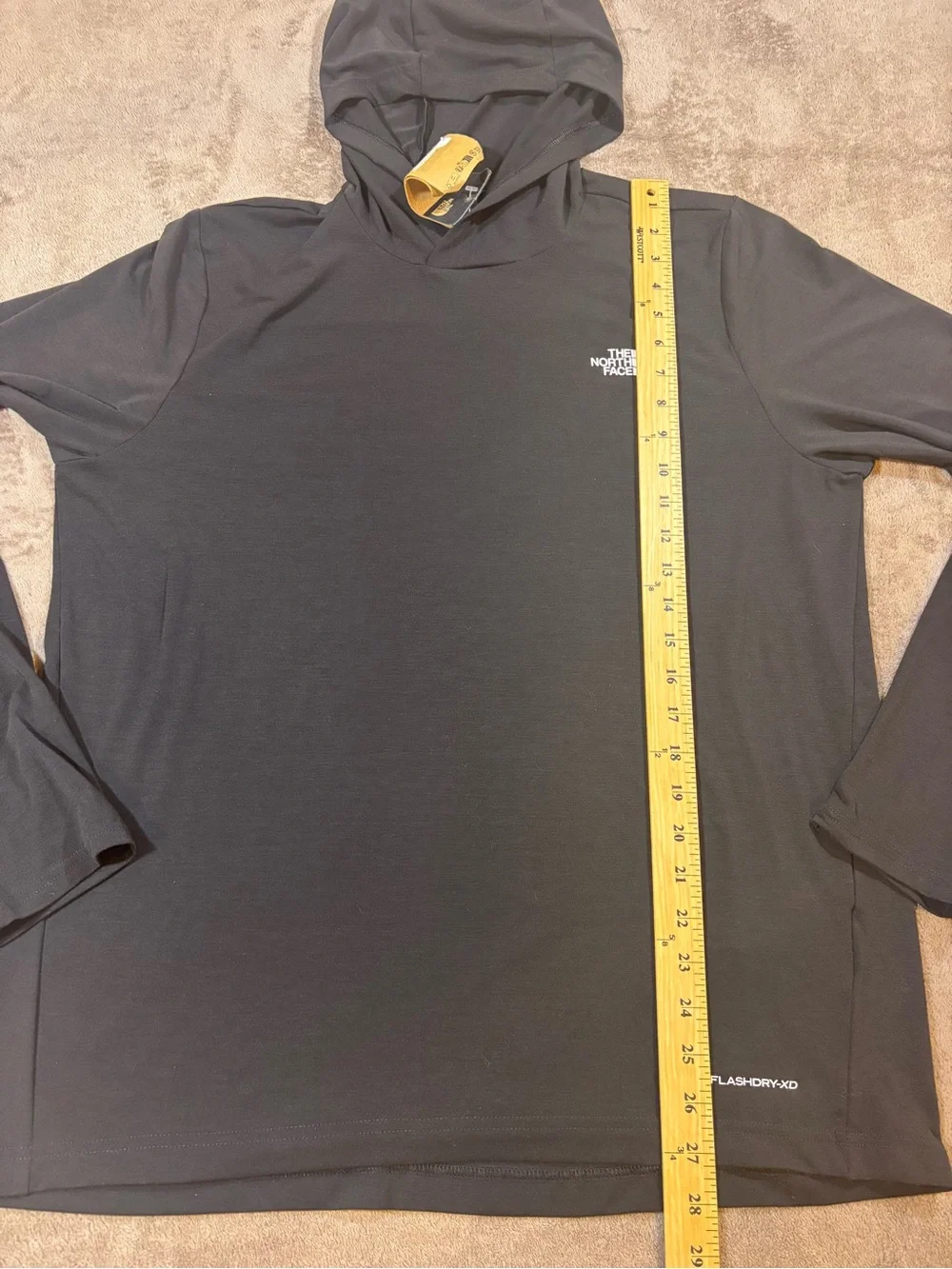 The North Face Black Hooded Long-Sleeve Performance Top FlashDry-XD Mens Large